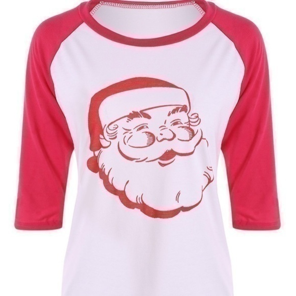 Cnew Santa holiday 3/4 length sleeve top medium